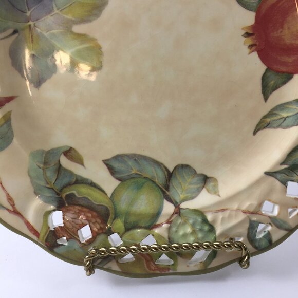 Set of 2 Vintage Amiata Italy Salad Plates, Fruit & Gold Lattice Rim - Picture 5 of 9